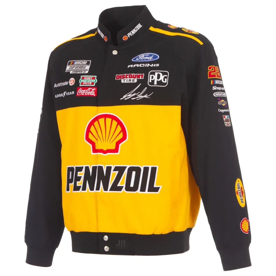 #22 Joey Logano - Nascar - Pennzoil Full-Snap Racing Jacke in schwarz